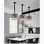 Art Deco Drum Black Crystal Chandelier for Dining Area