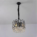 Art Deco Drum Black Crystal Chandelier for Dining Area