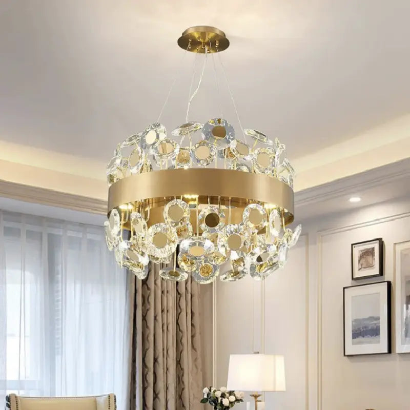 Art Deco Round Crystal Chandelier For The Living Room