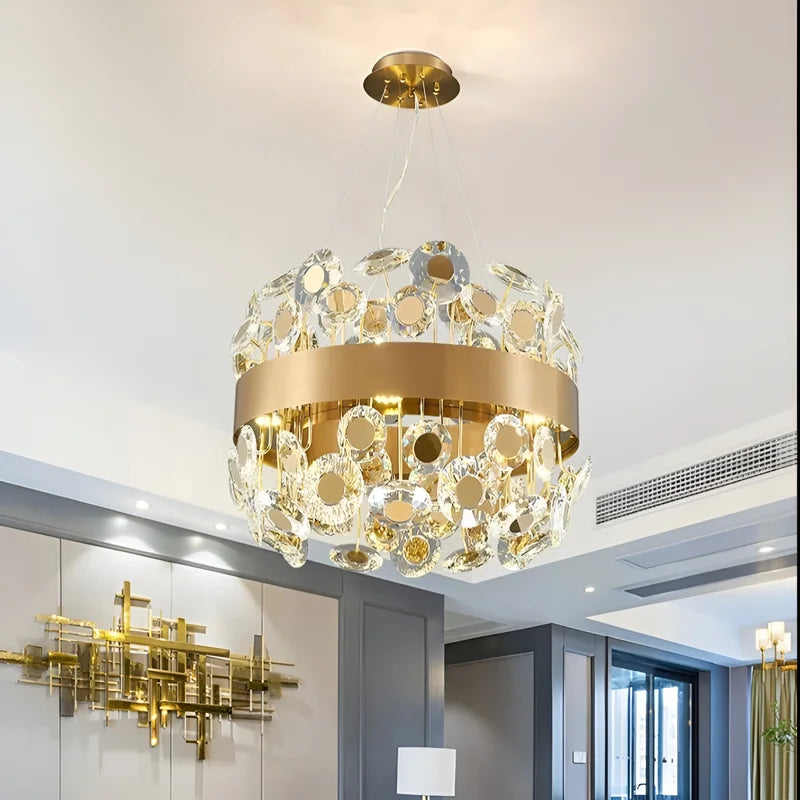 Art Deco Round Crystal Chandelier For The Living Room