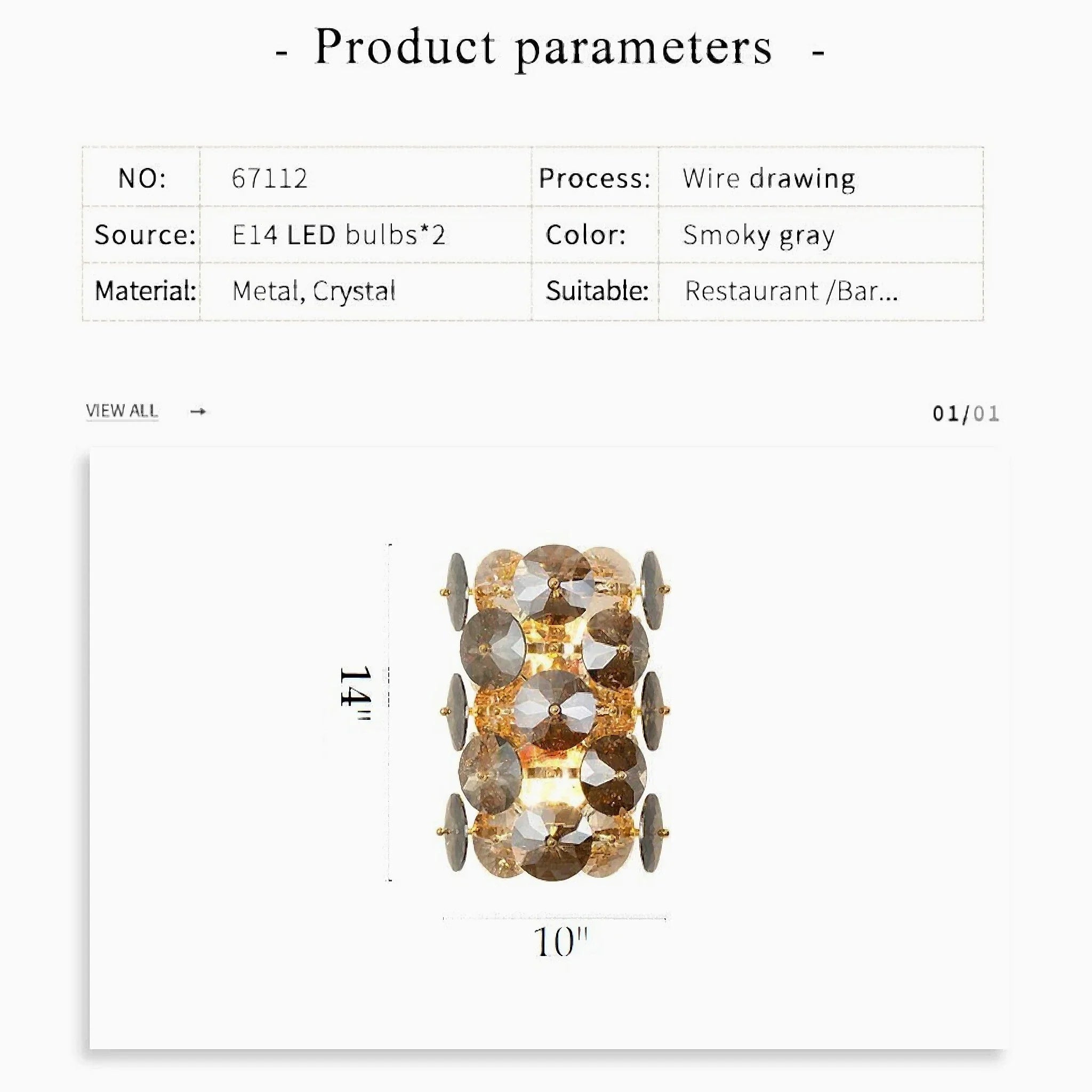 Ascona | Сognac-colored Luxury Crystal Wall Lamp