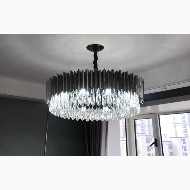 Ath | Creative Drum Black Crystal Chandelier for Bedroom