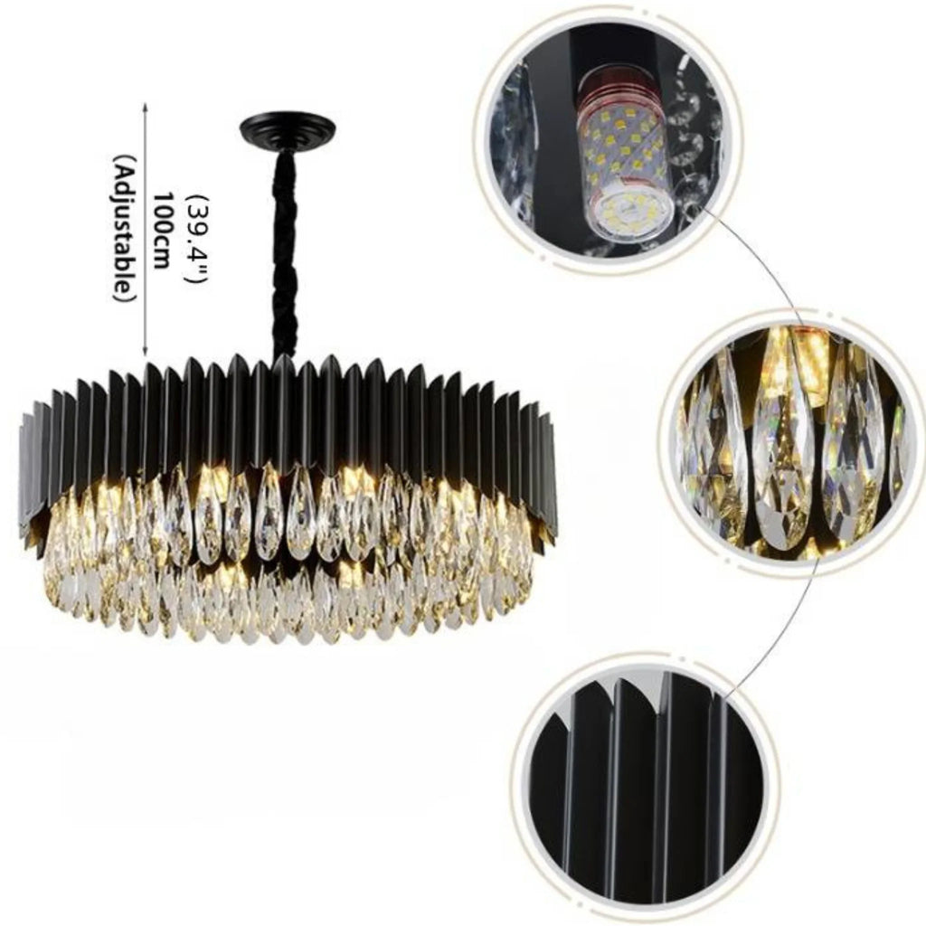 Ath | Creative Drum Black Crystal Chandelier for Bedroom