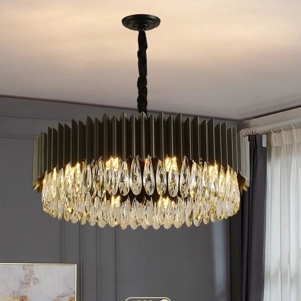 Ath | Creative Drum Black Crystal Chandelier for Bedroom