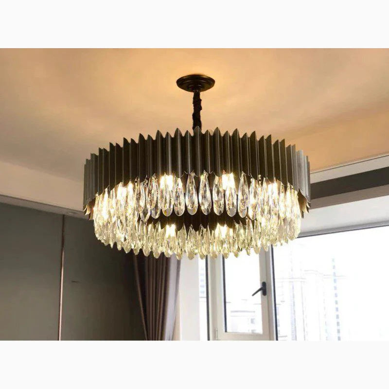 Ath | Creative Drum Black Crystal Chandelier for Bedroom