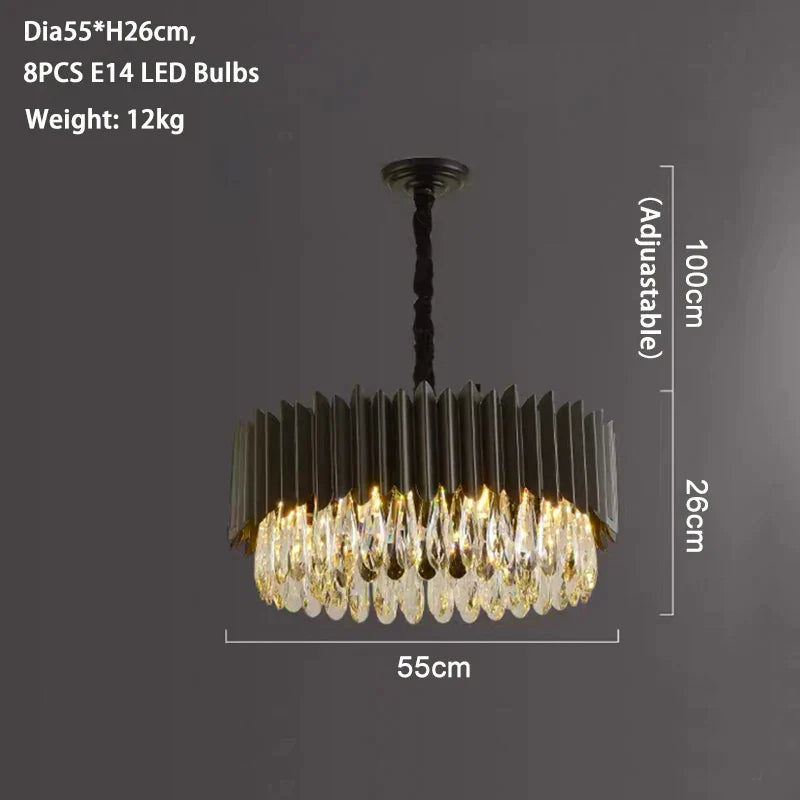 Ath | Creative Drum Black Crystal Chandelier for Bedroom