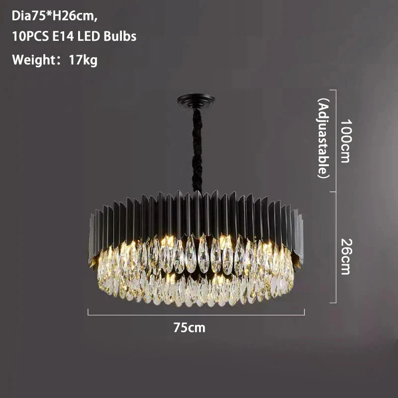 Ath | Creative Drum Black Crystal Chandelier for Bedroom