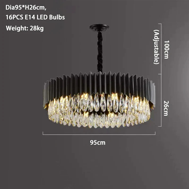 Ath | Creative Drum Black Crystal Chandelier for Bedroom