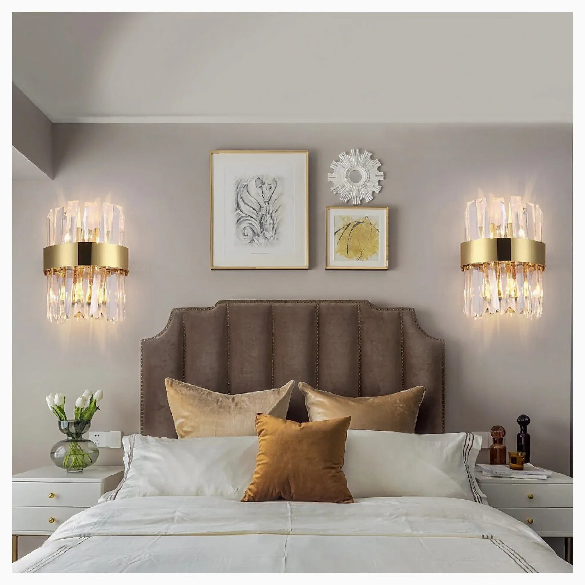 Avenches | Lux Creative Gold Wall Sconce With Big Crystals