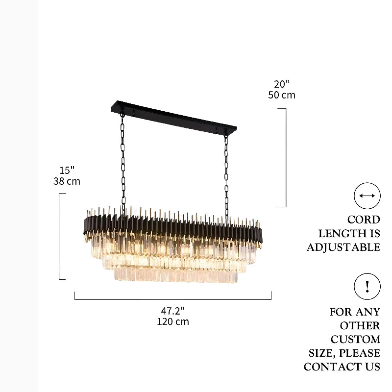 Bergeggi | Black Crystal Ceiling Chandelier for Living Room