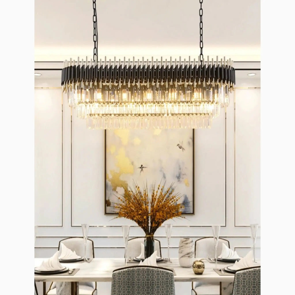 Bergeggi | Black Crystal Ceiling Chandelier for Living Room