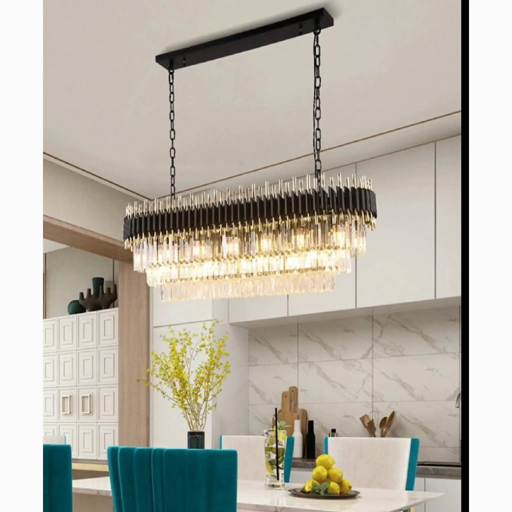 Bergeggi | Black Crystal Ceiling Chandelier for Living Room