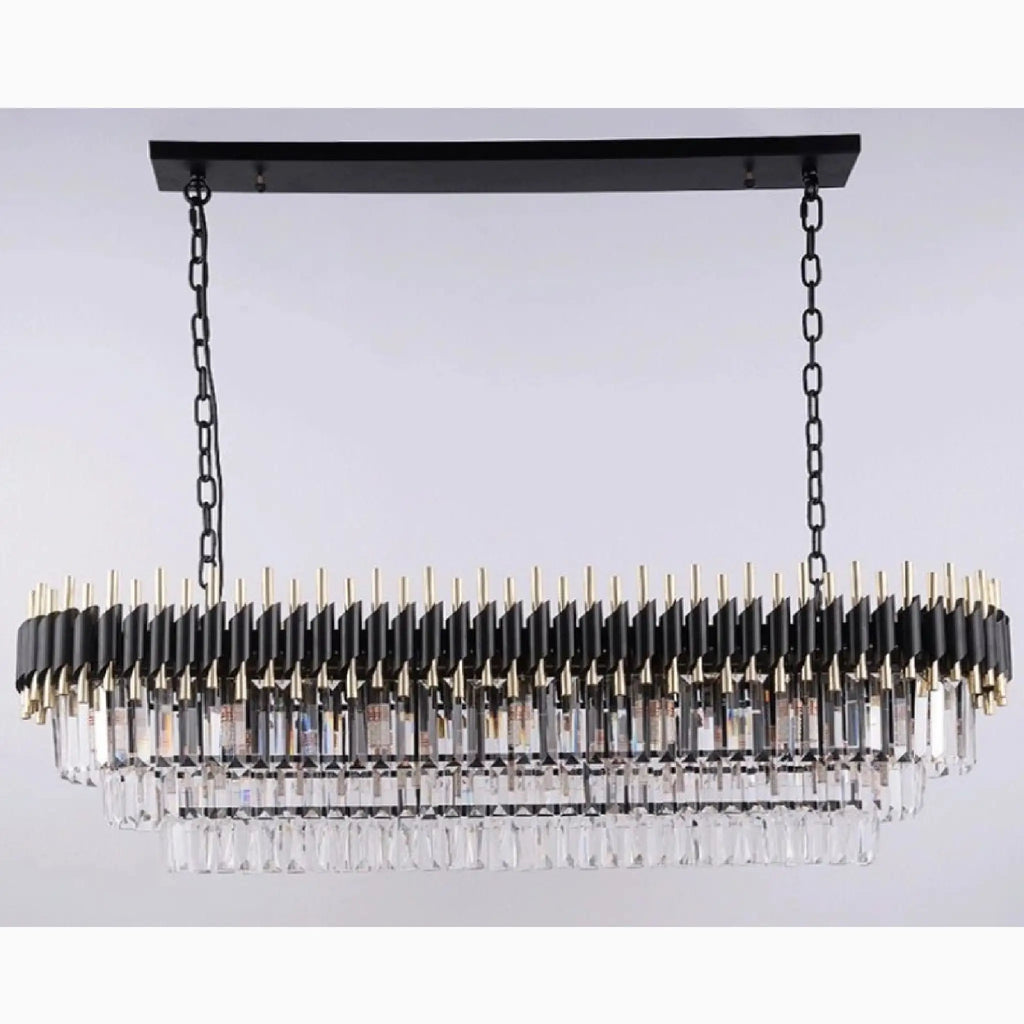 Bergeggi | Black Crystal Ceiling Chandelier for Living Room
