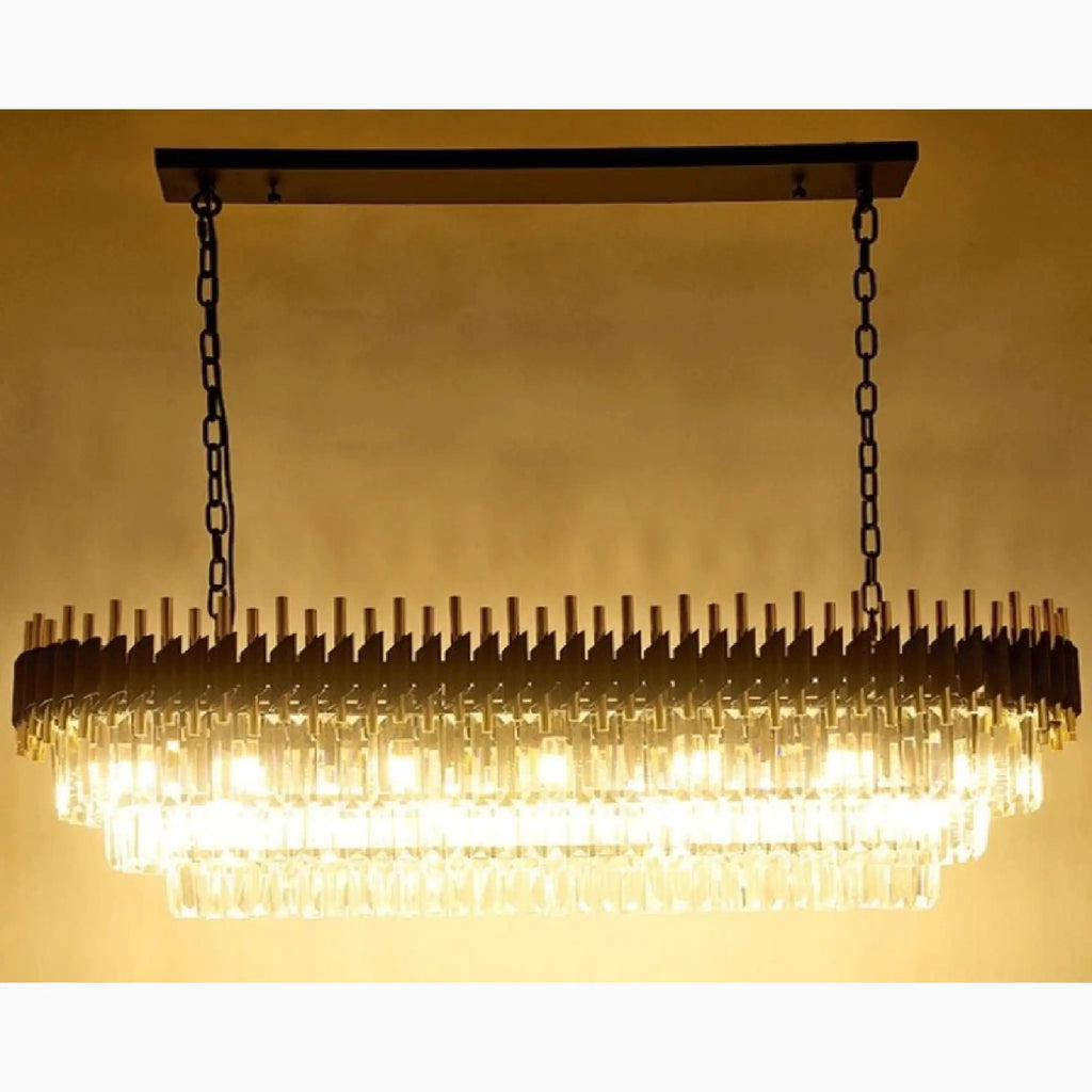 Bergeggi | Black Crystal Ceiling Chandelier for Living Room