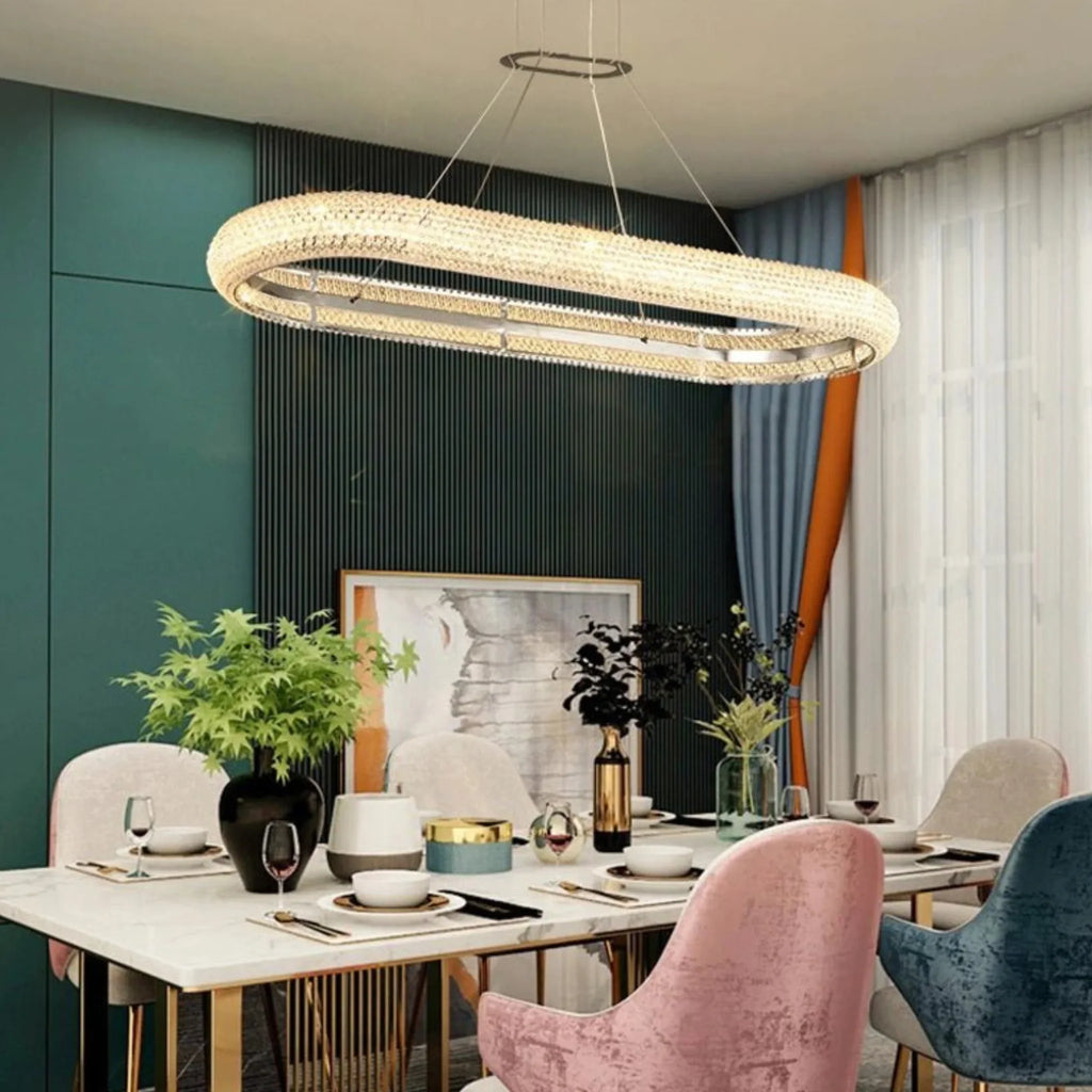 Bern | Chrome Ring Crystal Chandelier for Dining Room