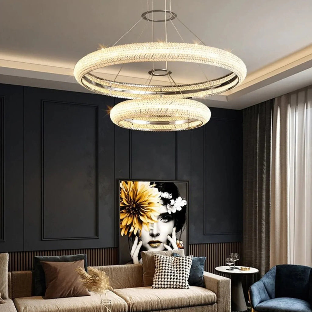 Bern | Chrome Ring Crystal Chandelier for Dining Room