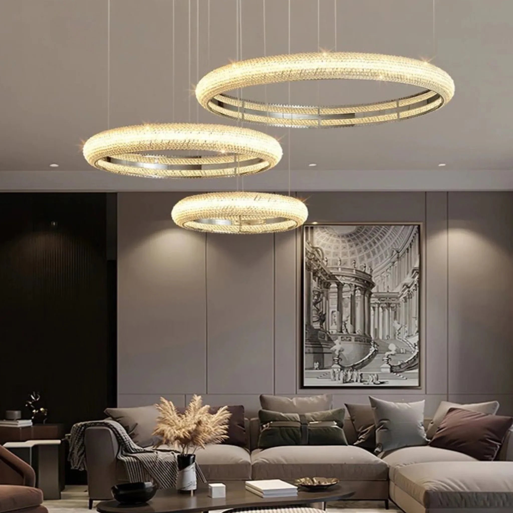 Bern | Chrome Ring Crystal Chandelier for Dining Room