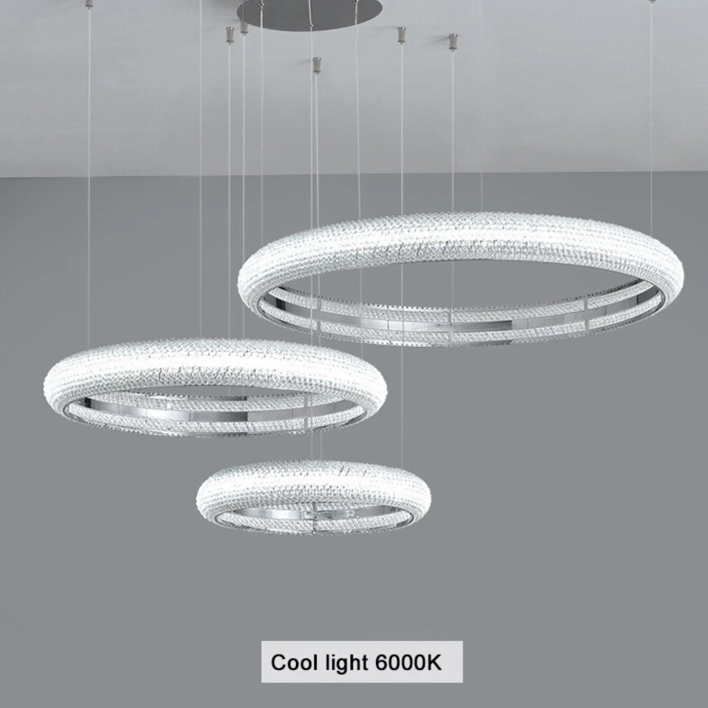 Bern | Chrome Ring Crystal Chandelier for Dining Room