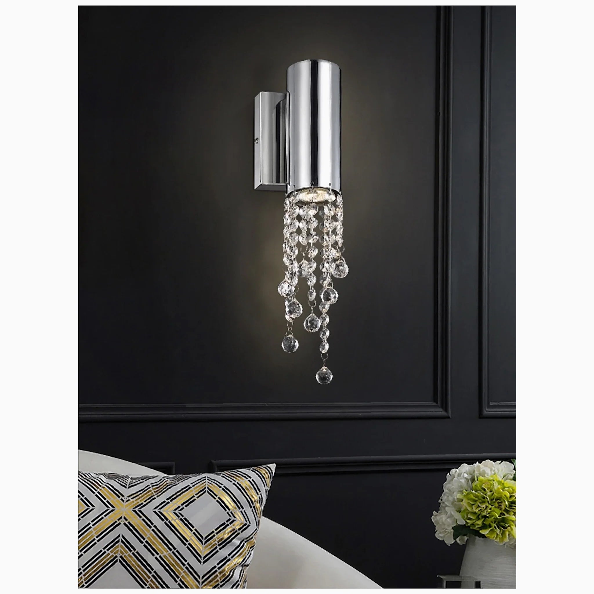 Berneck | Trendy Chrome Crystal Wall Sconce