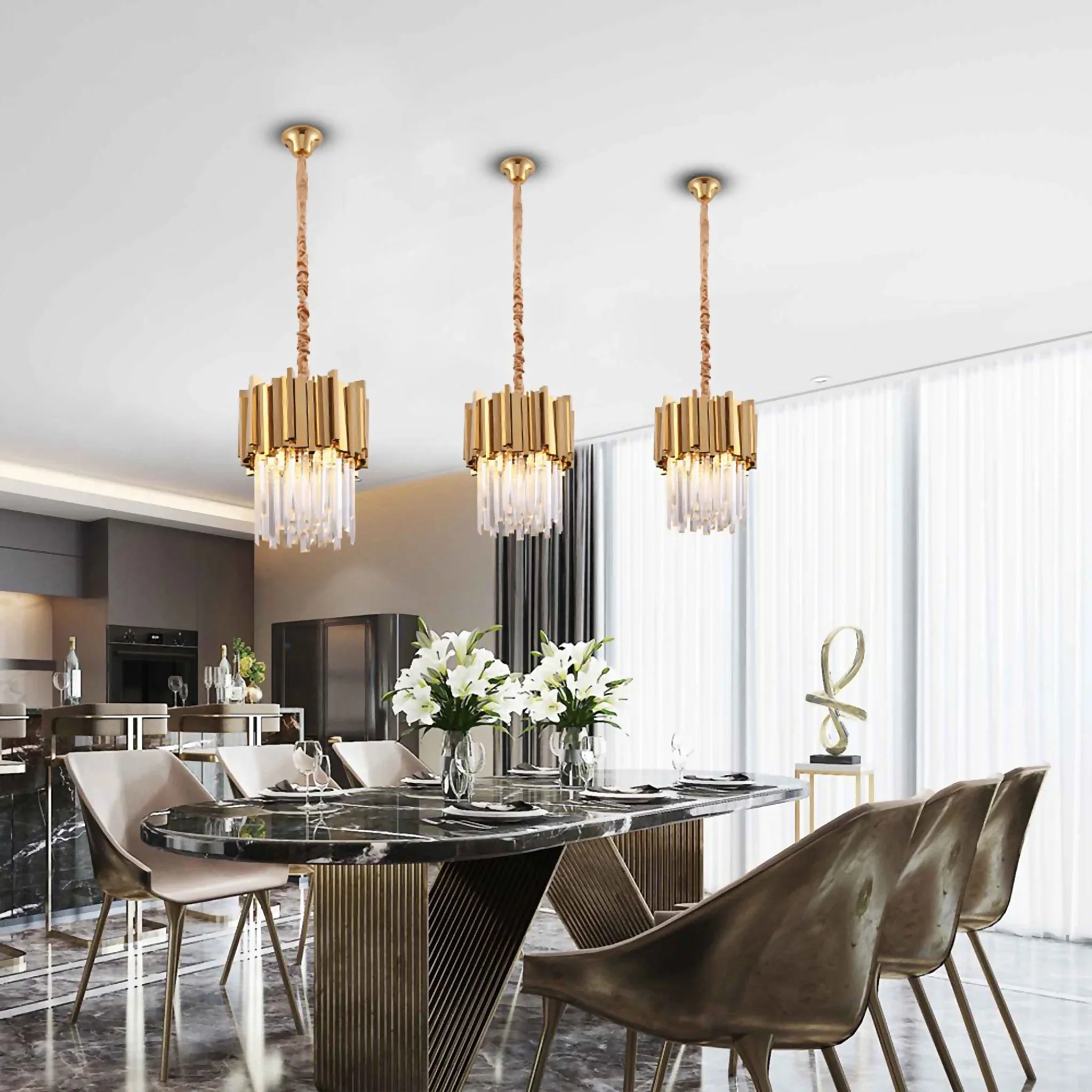 Biot | Gold Crystal Pendant Lighting