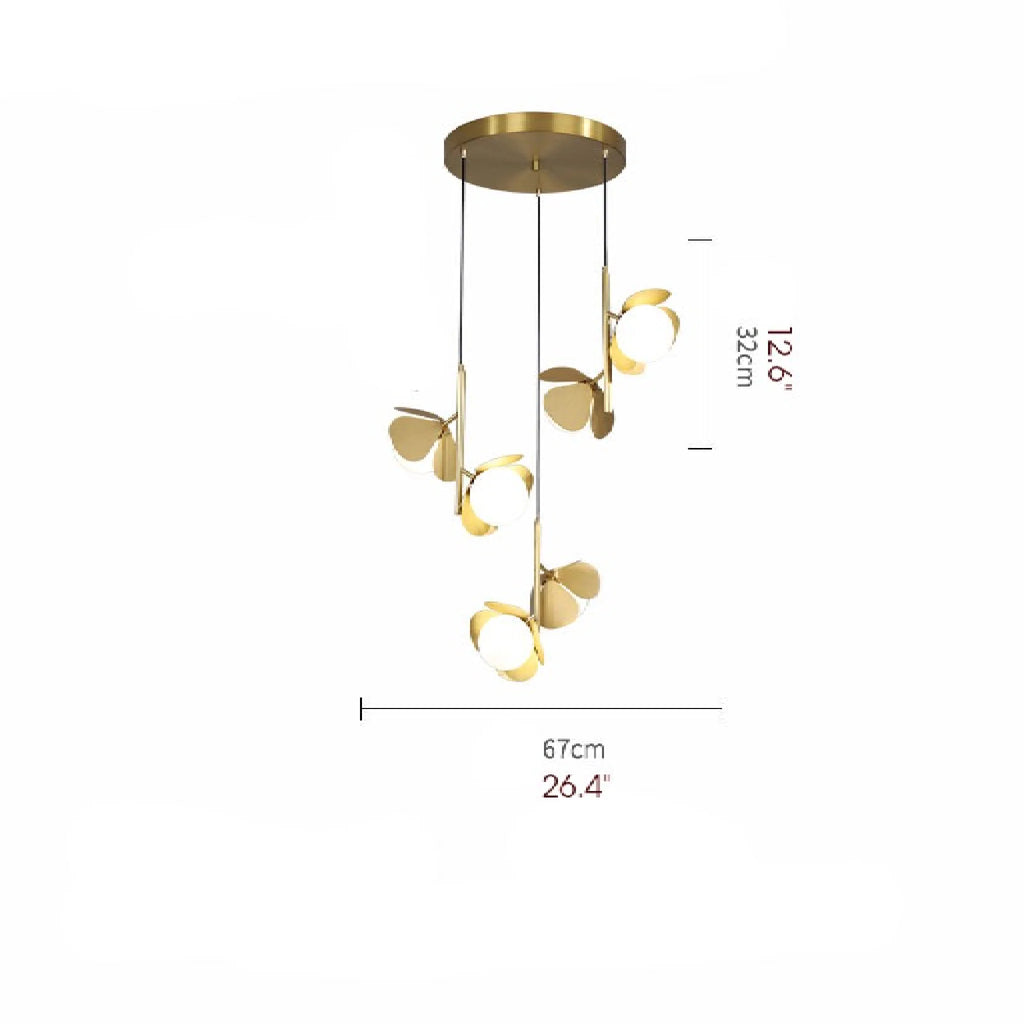 Bordighera | Nordic Gold Ceiling Copper Light with Flower Design