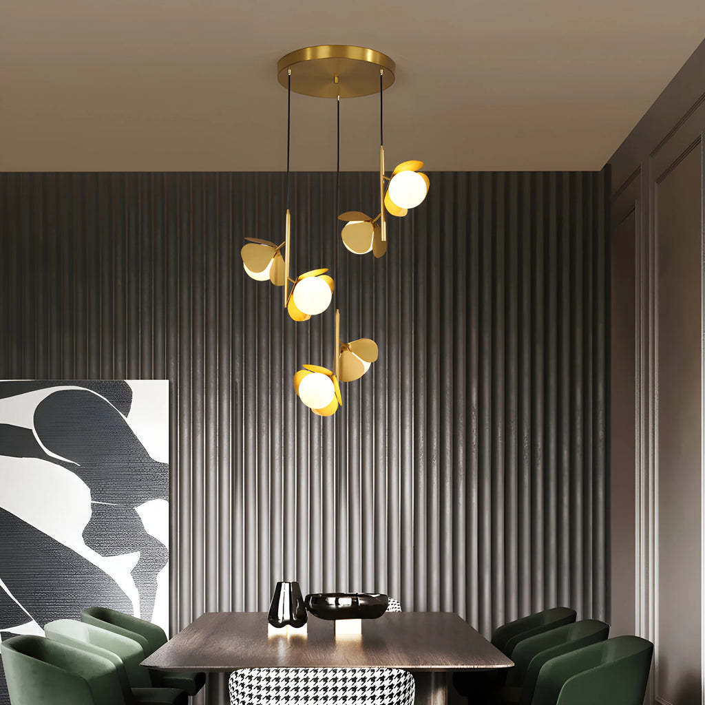 Bordighera | Nordic Gold Ceiling Copper Light with Flower Design