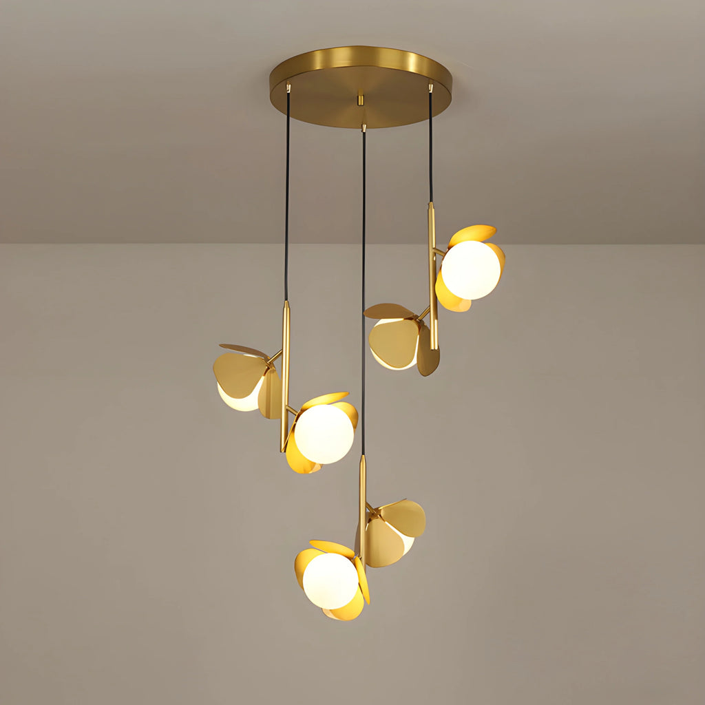 Bordighera | Nordic Gold Ceiling Copper Light with Flower Design