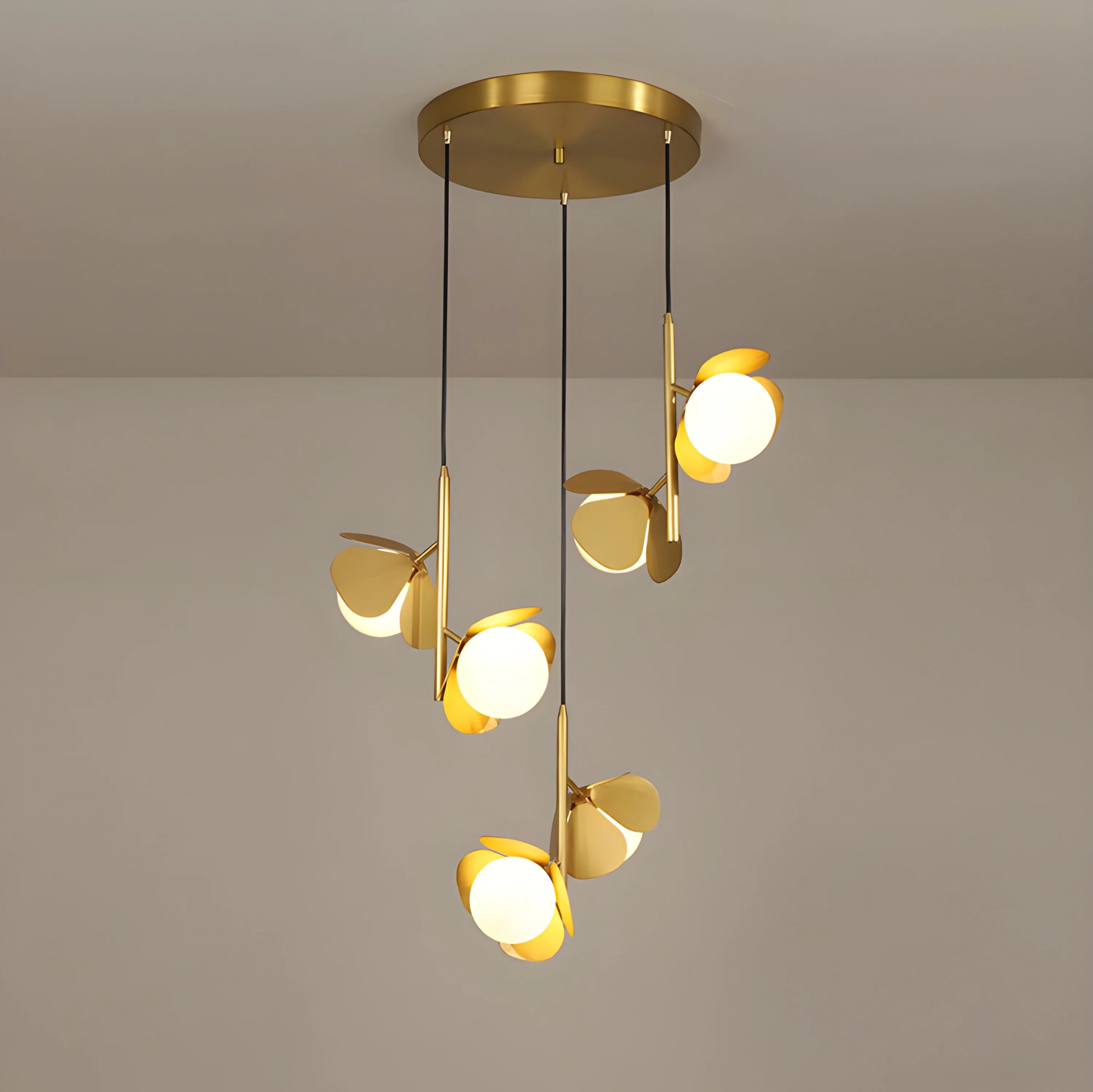Bordighera | Nordic Gold Ceiling Copper Light with Flower Design