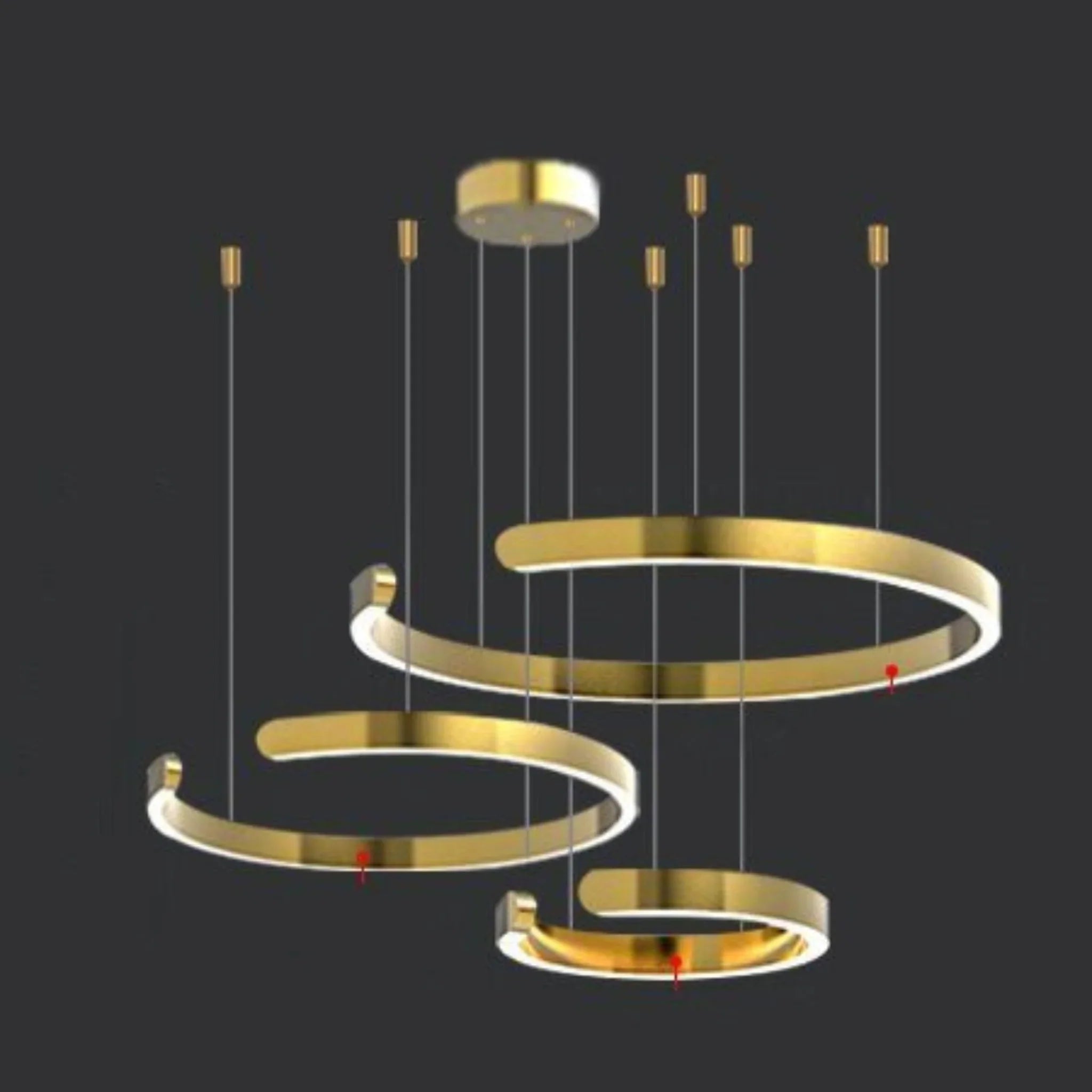 Brig-Glis | Gold Spiral LED Chandelier for Living Room