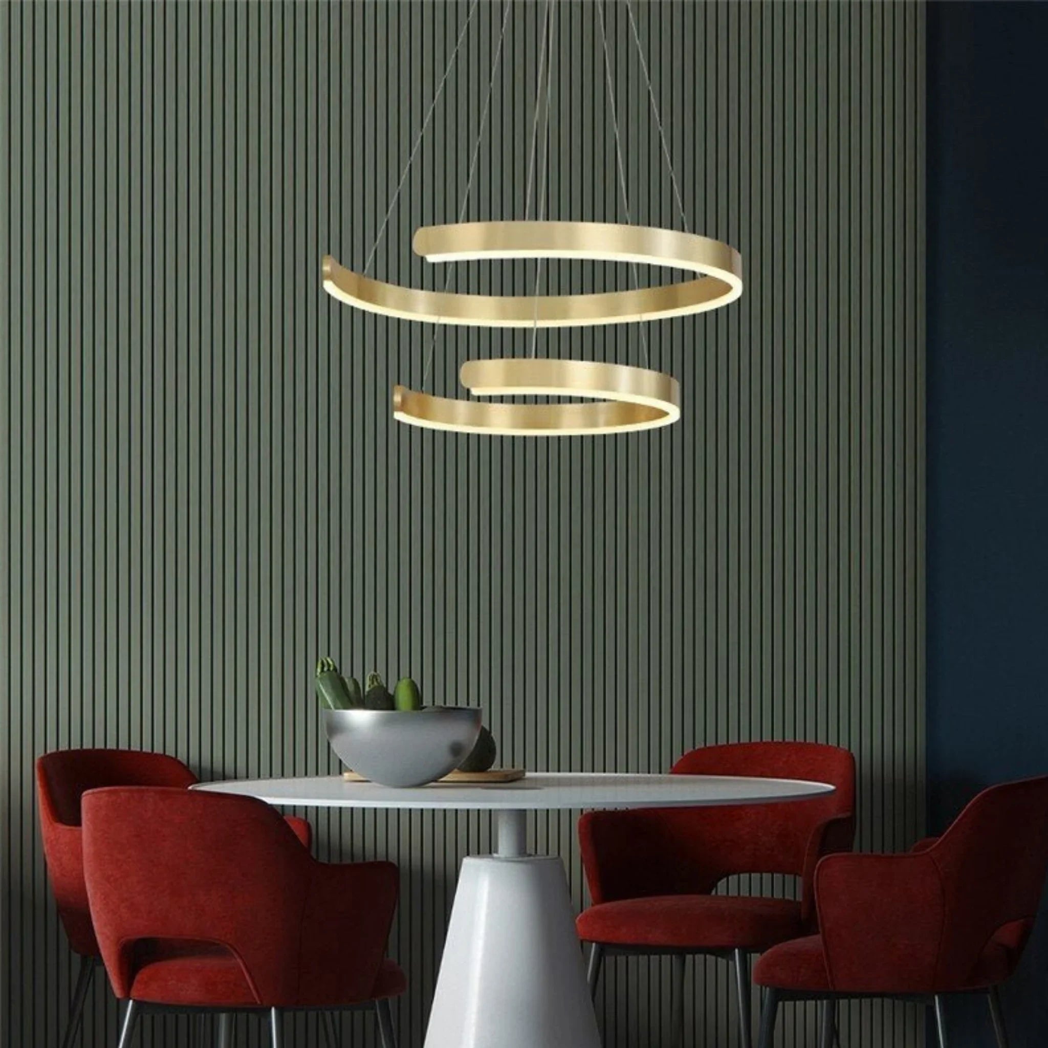 Brig-Glis | Gold Spiral LED Chandelier for Living Room