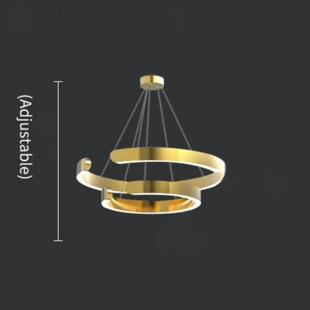 Brig-Glis | Gold Spiral LED Chandelier for Living Room