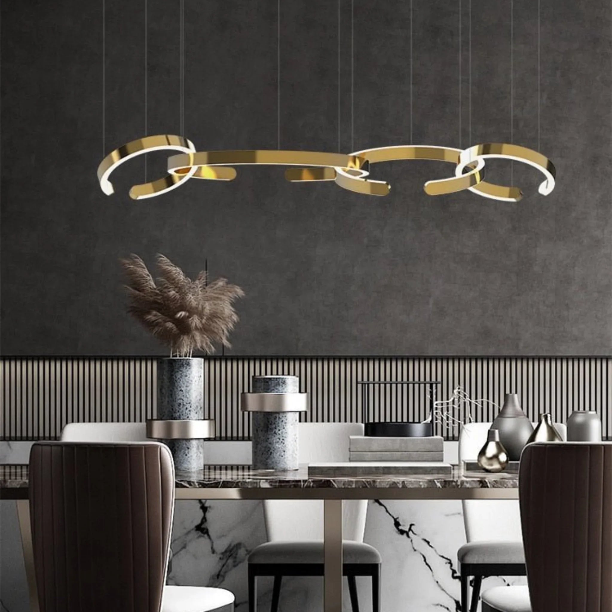 Brig-Glis | Gold Spiral LED Chandelier for Living Room
