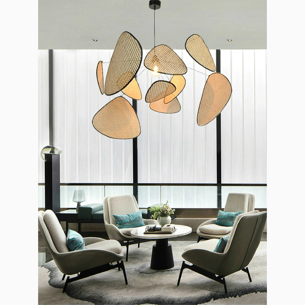 Bulach | Modern Chandelier with Hand Made Rattan Wicker