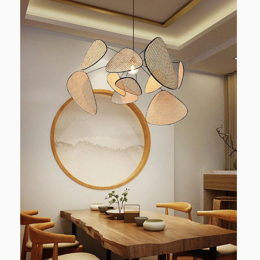 Bulach | Modern Chandelier with Hand Made Rattan Wicker