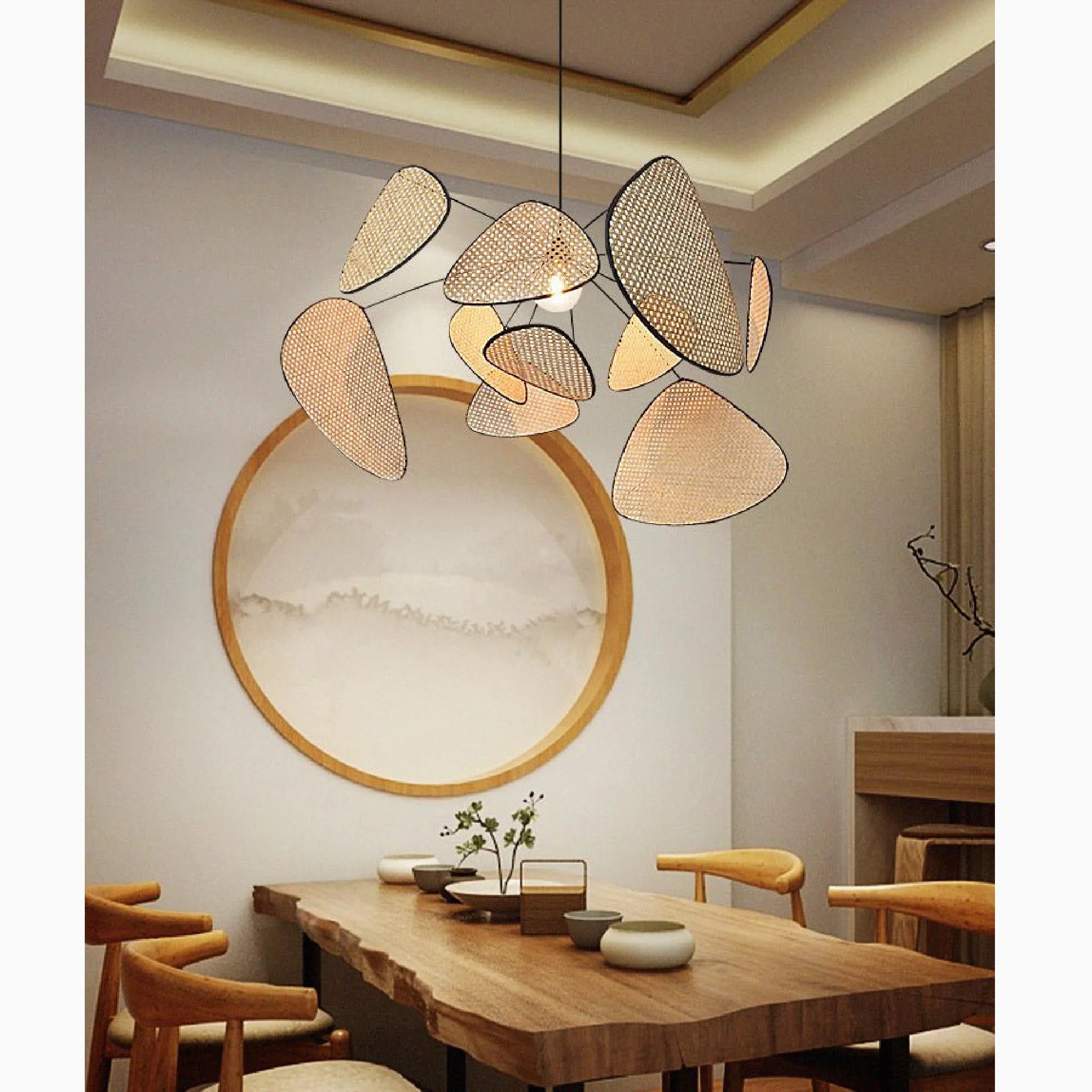 Bulach | Modern Chandelier with Hand Made Rattan Wicker
