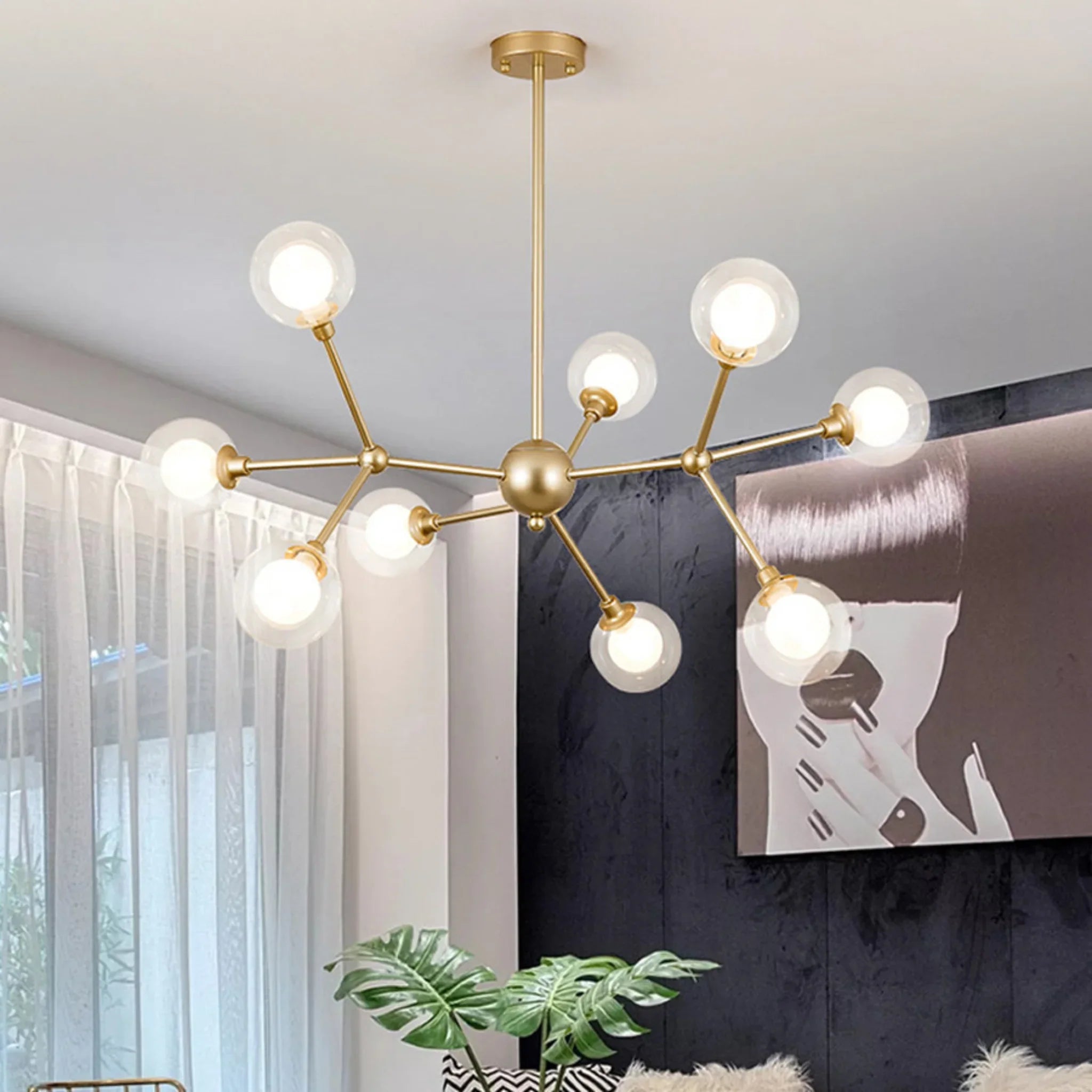 Cabiate | Glass Globe Shaped Chandelier for Bedroom