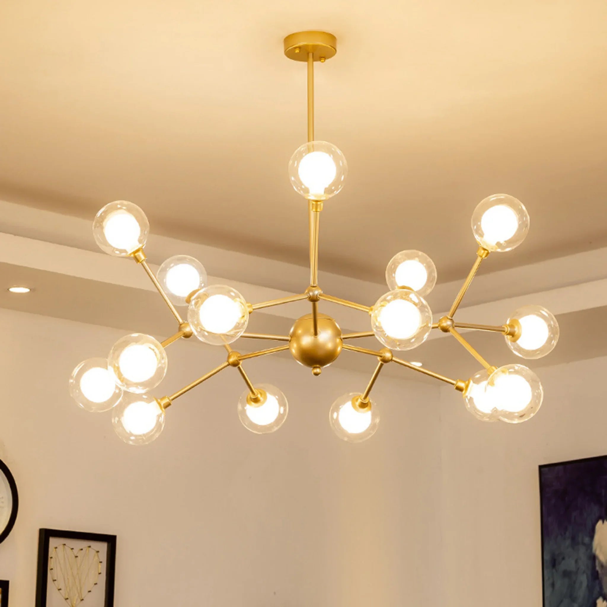 Cabiate | Glass Globe Shaped Chandelier for Bedroom