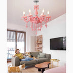 Caderzone | Nordic LED Pink Crystal Luxury Pendant Chandelier