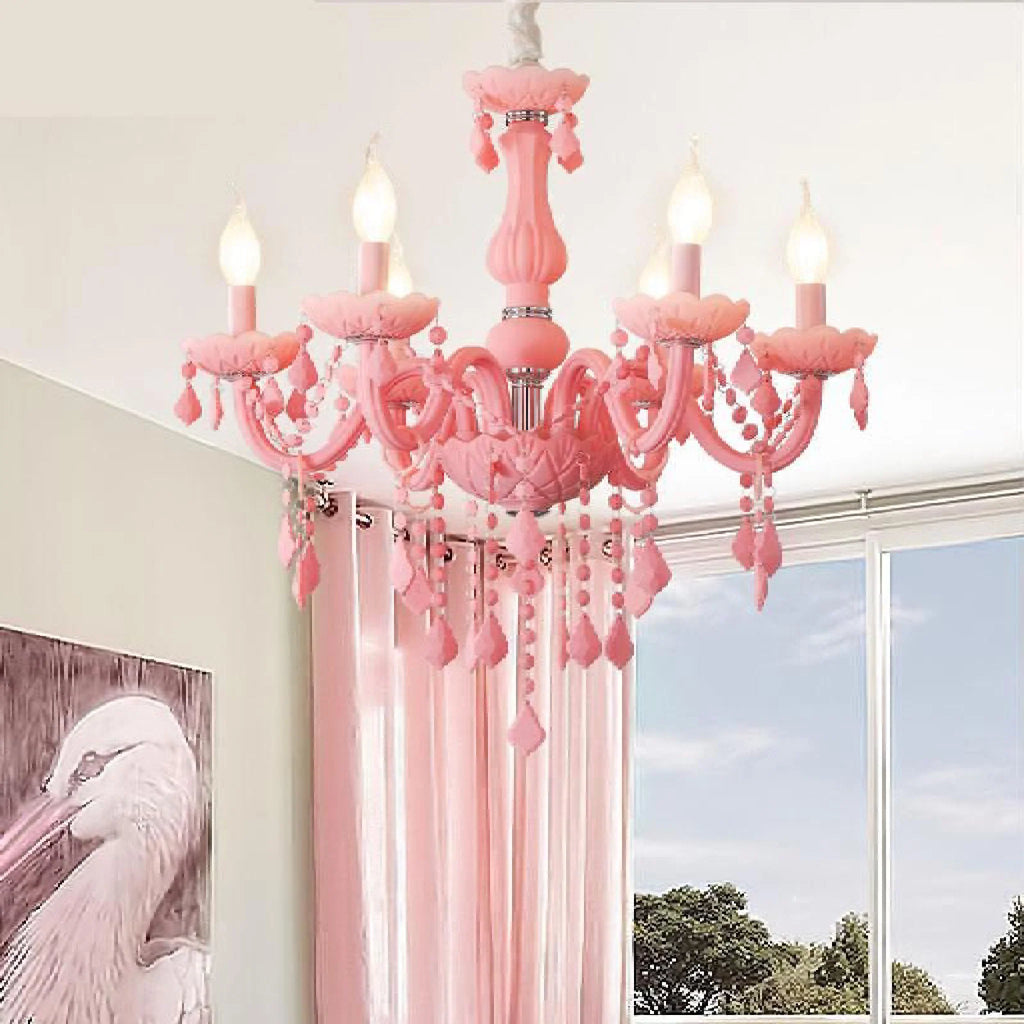 Caderzone | Nordic LED Pink Crystal Luxury Pendant Chandelier