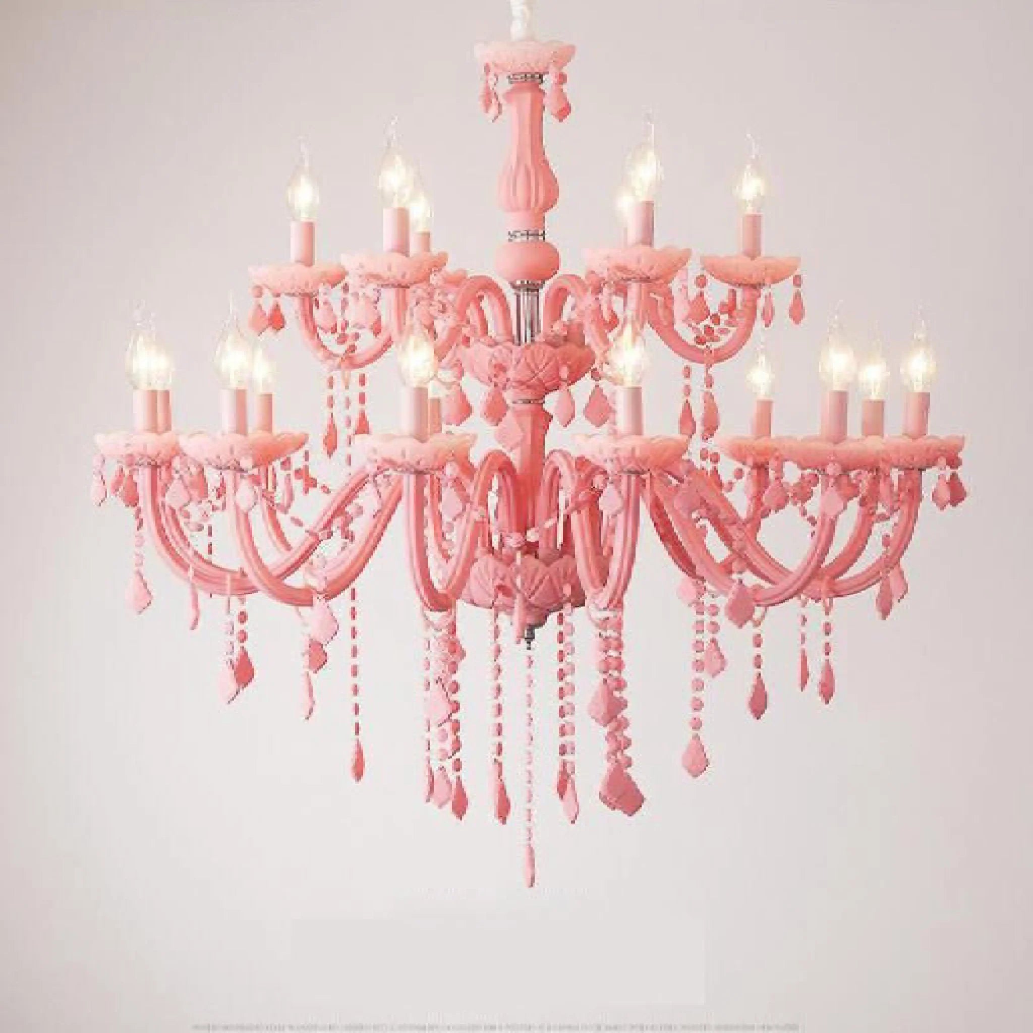 Caderzone | Nordic LED Pink Crystal Luxury Pendant Chandelier