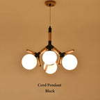 Cadoneghe | Nordic-Styled Wood Chandelier with Glass-Ball Lights