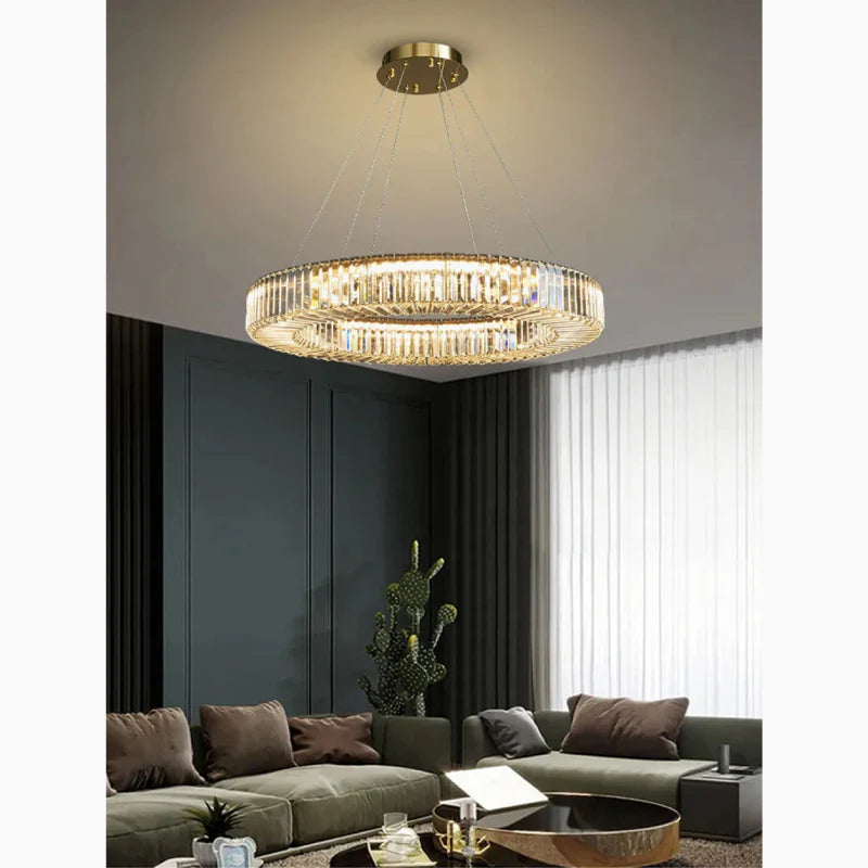 Cadrezzate | Round Luxury Crystal Hanging LED Chandelier