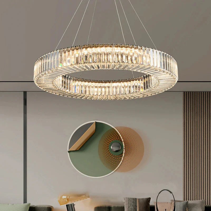 Cadrezzate | Round Luxury Crystal Hanging LED Chandelier