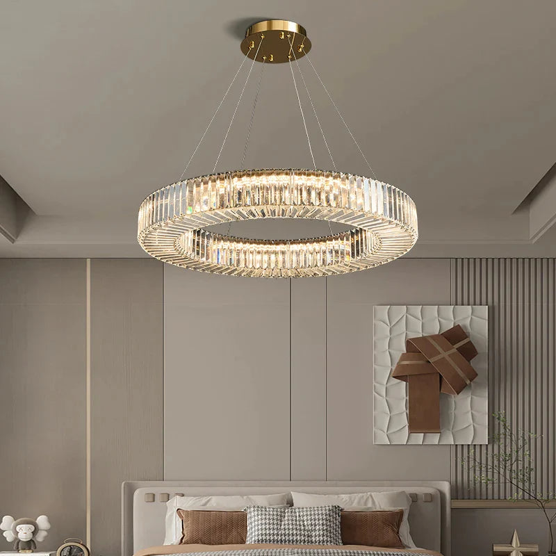 Cadrezzate | Round Luxury Crystal Hanging LED Chandelier