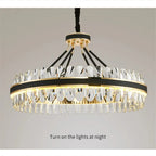 Caerano di San Marco | Postmodern Round Crystal Leather LED Chandelier