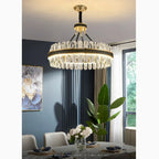 Caerano di San Marco | Postmodern Round Crystal Leather LED Chandelier