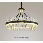 Caerano di San Marco | Postmodern Round Crystal Leather LED Chandelier