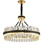 Caerano di San Marco | Postmodern Round Crystal Leather LED Chandelier