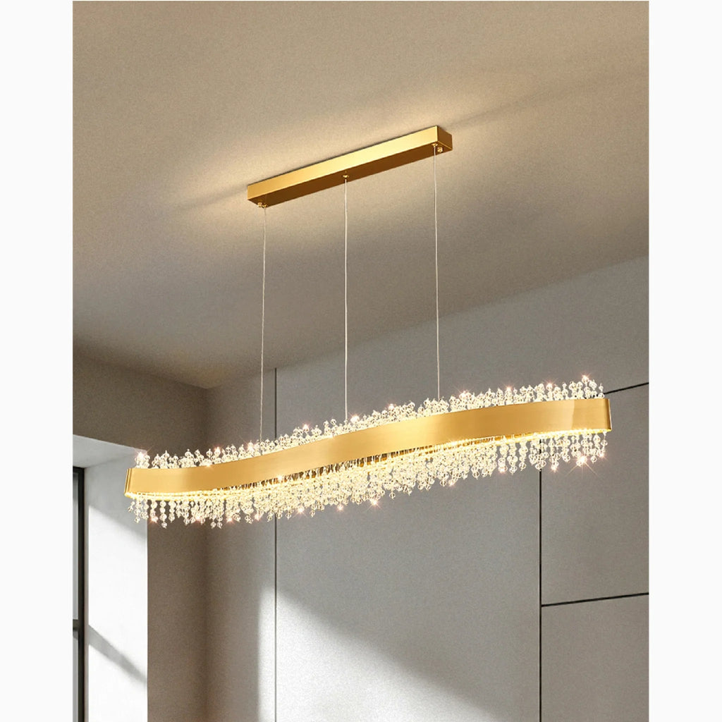 Caglio | Luxury Wave-Shaped Rectangle Crystal Chandelier