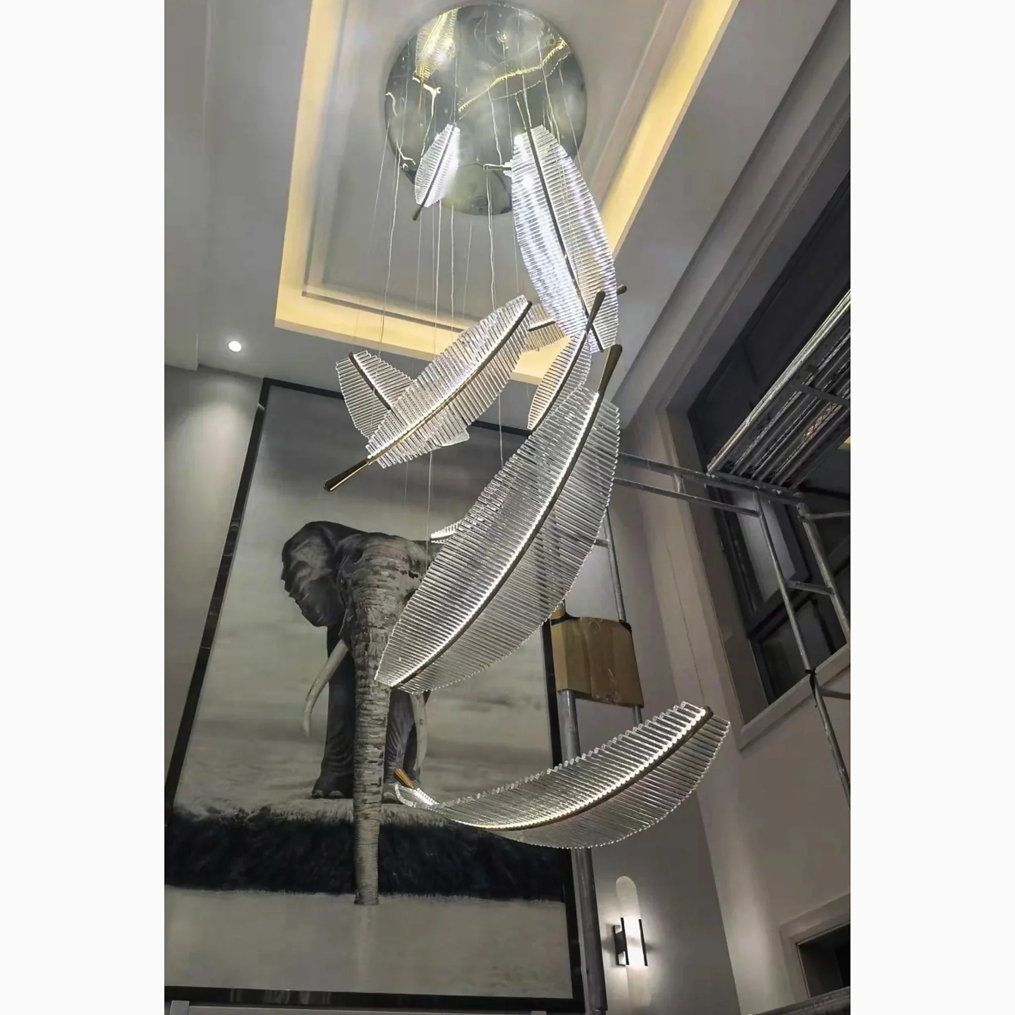 Cagnes-sur-Mer | Crystal Gold Leaves Pendant Chandelier